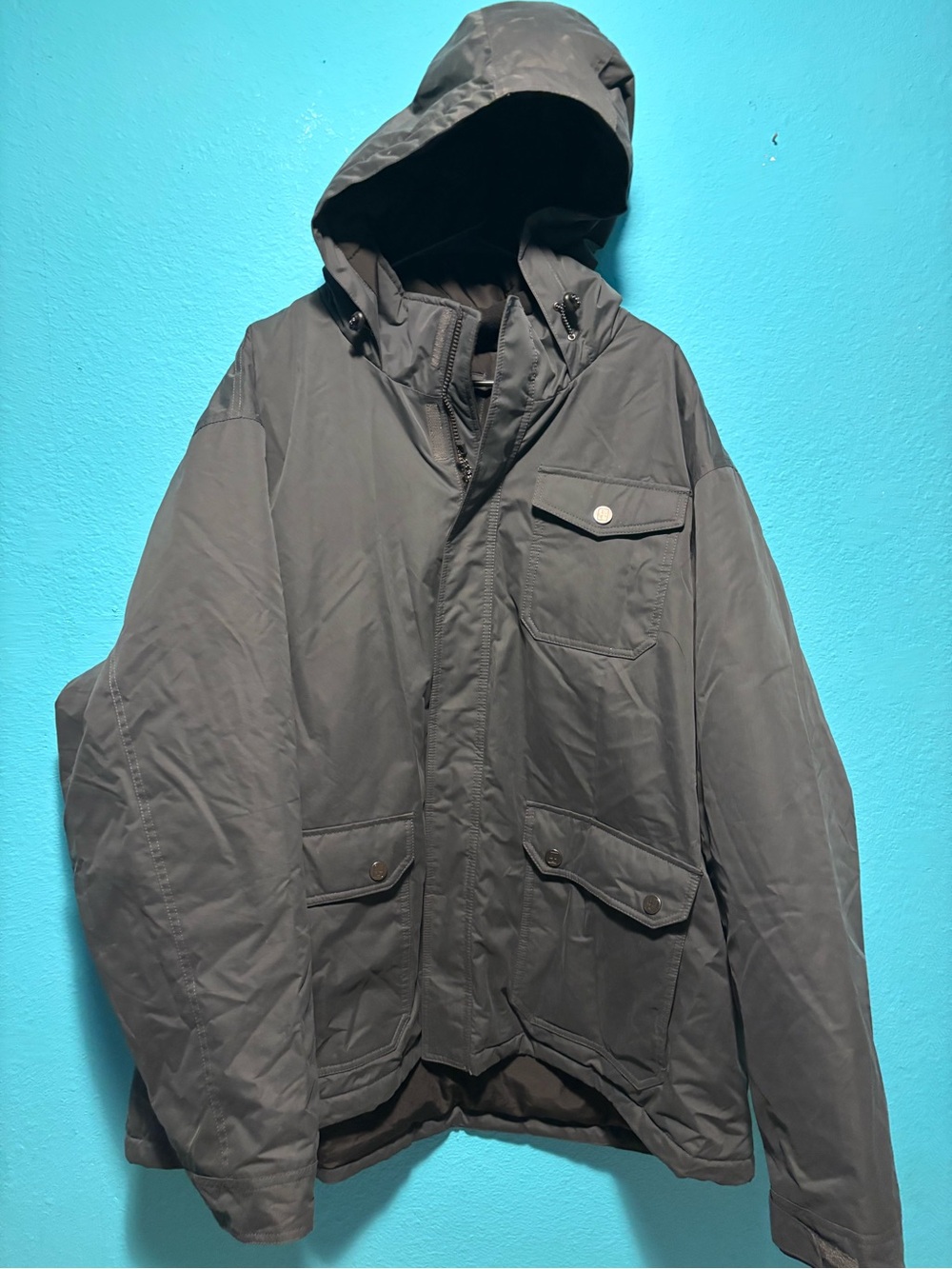 Swiss Tech Hooded Field Jacket - Gray. Waterproof. Lots of pockets. Size 3XL